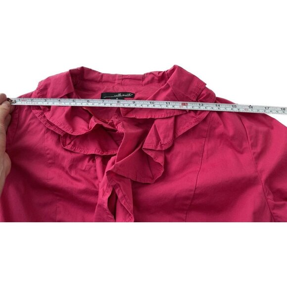 Willi Smith Pink Ruffle Trench Coat Small Belted Zip Front Cotton Jacket - Picture 10 of 13